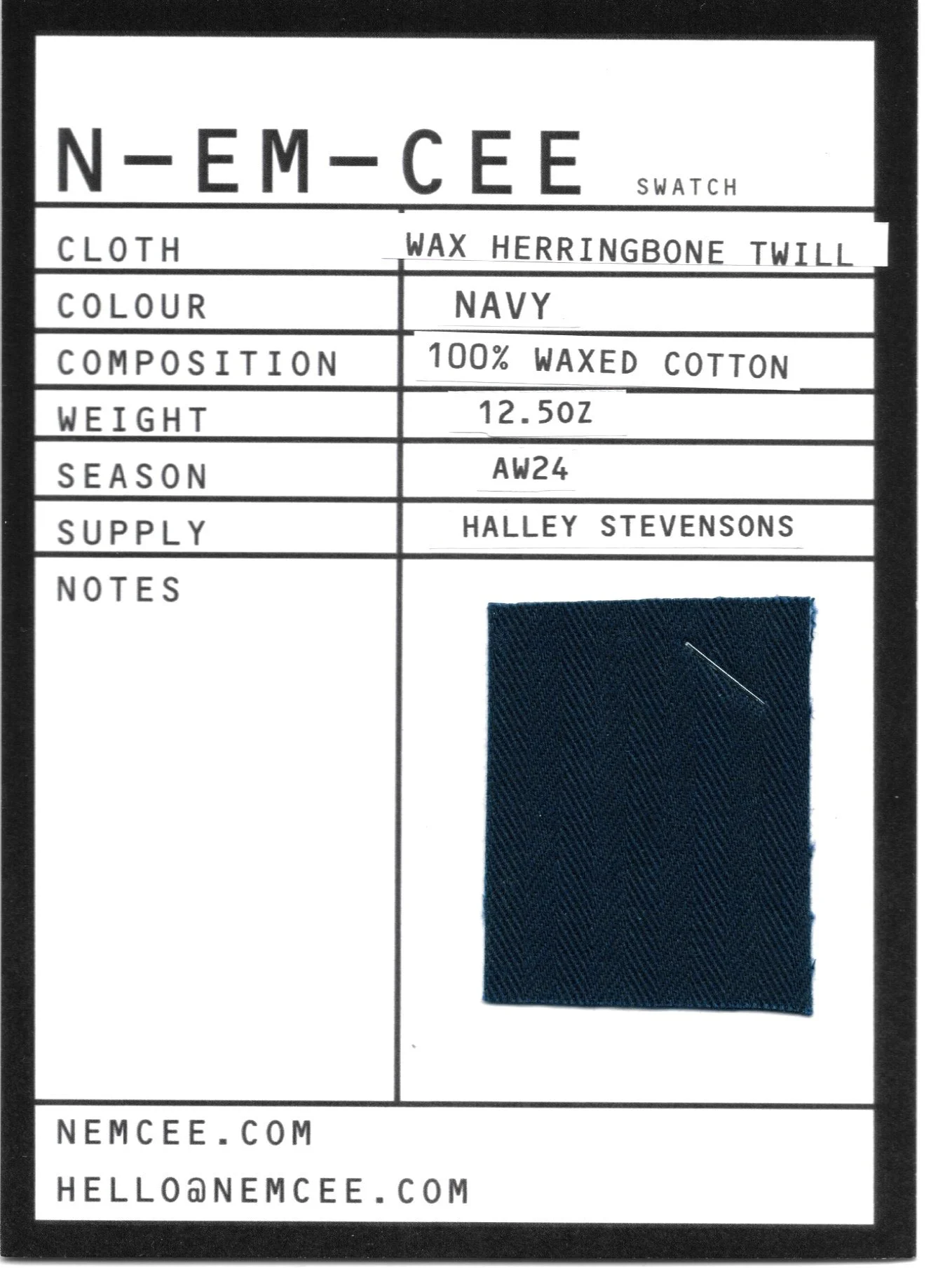 013 WAX COTTON OVERCOAT — NEMCEE